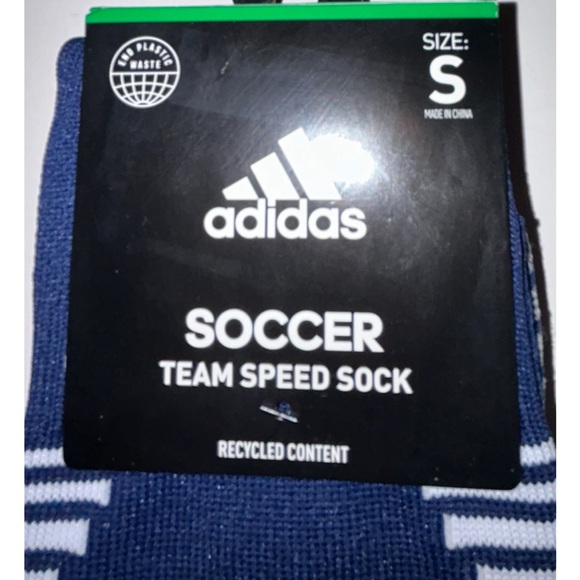 Adidas Team Speed OTC Soccer Socks 1 Pair Youth 13C-4Y Navy Blue White Logo NEW! - Picture 4 of 11